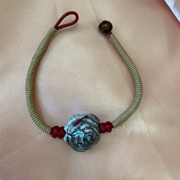 Ceramic Bead Charm Leaf Bracelet BOHO Bolo - Picture 5 of 6